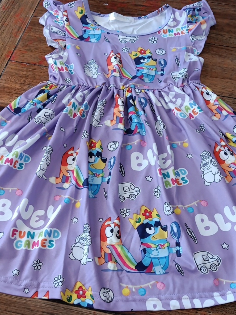 Girls' Purple Bluey & Friends Flutter Sleeve Dress